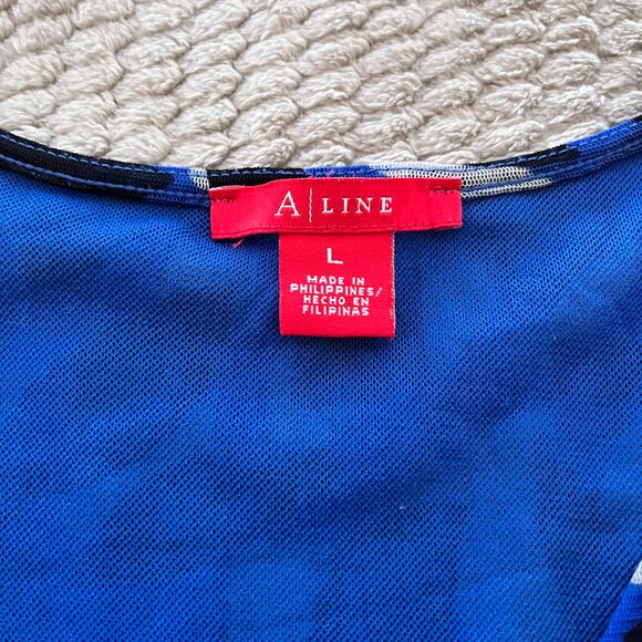 A LINE Women's Long Sleeve V Neck Sheer Lined‎ Pullover Blouse Size L - Picture 4 of 6